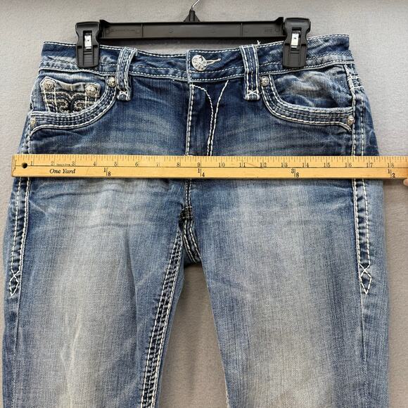 Rock Revival Jeans Womens 27 (4) Blue Anzelie Easy Boot Faux Pocket Flaps Blingy - Picture 14 of 16